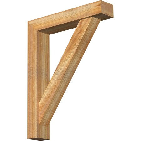 Ekena Millwork Traditional Block Rough Sawn Bracket w/ Offset Brace, Western Red Cedar, 6"W x 30"D x 38"H BKT0604X30X38TRA05RWR